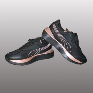 PUMA Women's Cruise Rider Metallic Black & Rose Pink Sneakers